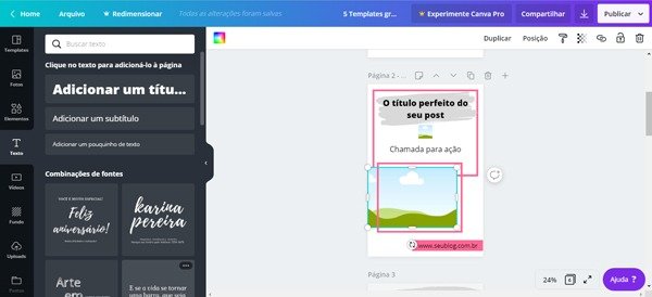 Aprenda a editar templates no Canva, editando texto