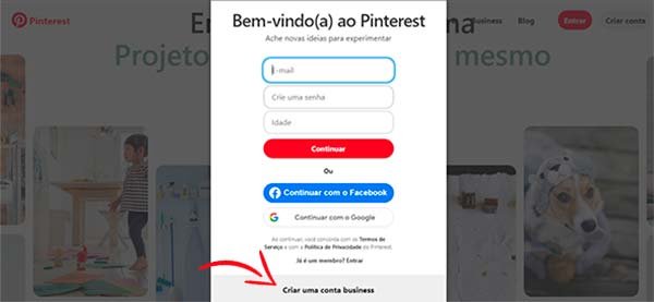 Como criar conta Business
