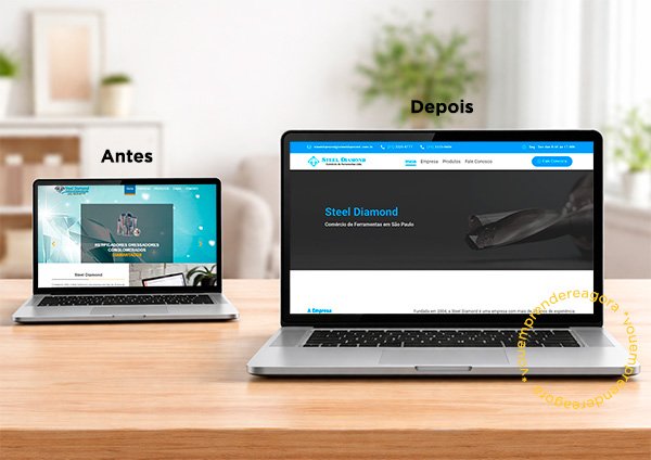 Redesign do Site da Steel Diamond - Antes de Depois