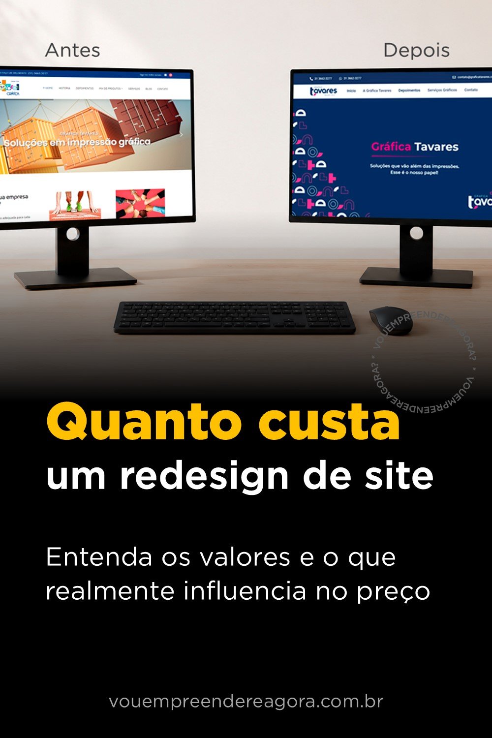 Quanto custa um redesign de site - Antes e depois do site da Grafica Tavares